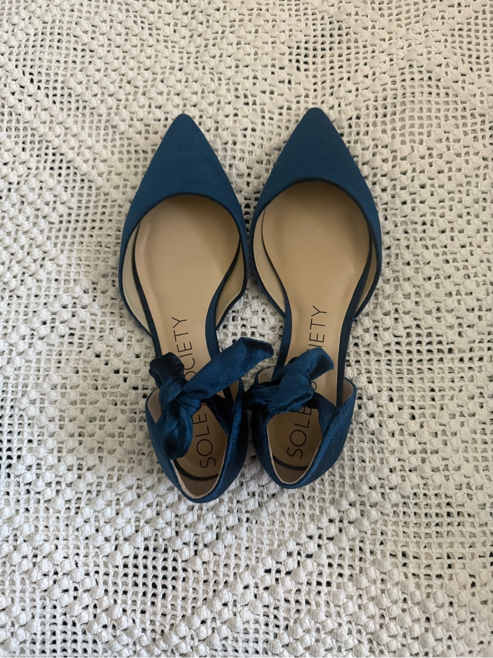 Sole Society Teal Pointed Bow D'Orsay Flats